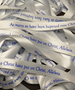 5/8" Baptismal Hymn Ribbon - Blue on white