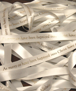 5/8" Baptismal Hymn Ribbon - Gold on white